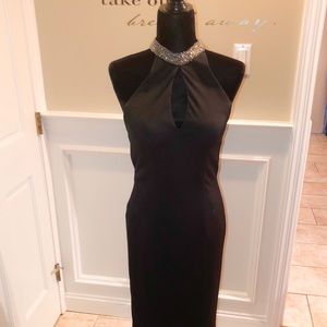 Backless HannahS Sequin Train & Beaded Choker Gown